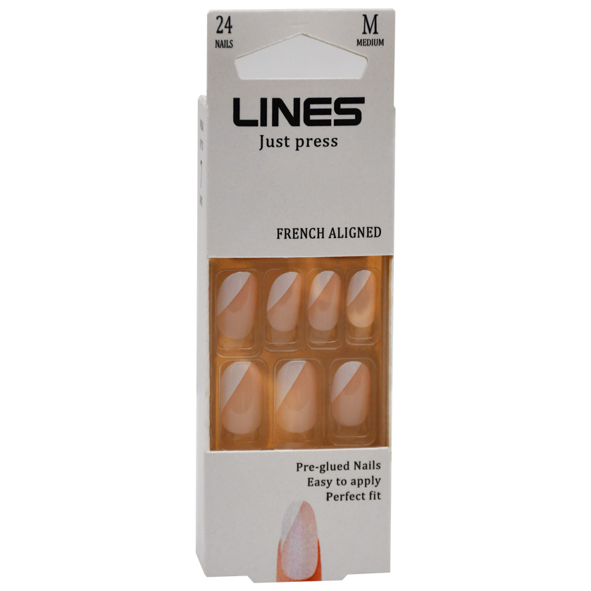 Lines Nails French Alignment Medium 24 Pieces