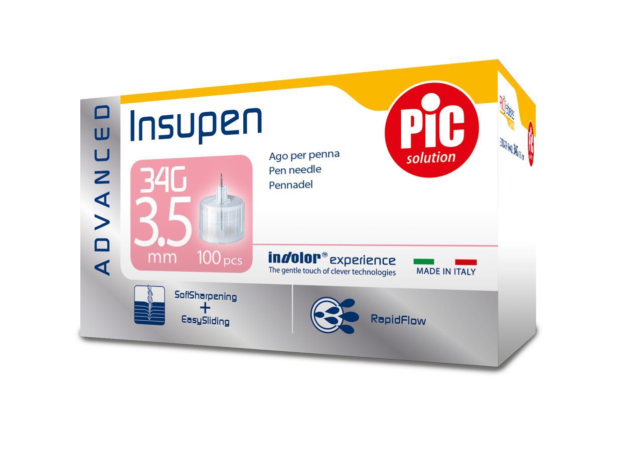 Insupen 3.5mm x 34G 100 Pen Needles Advanced/Pic