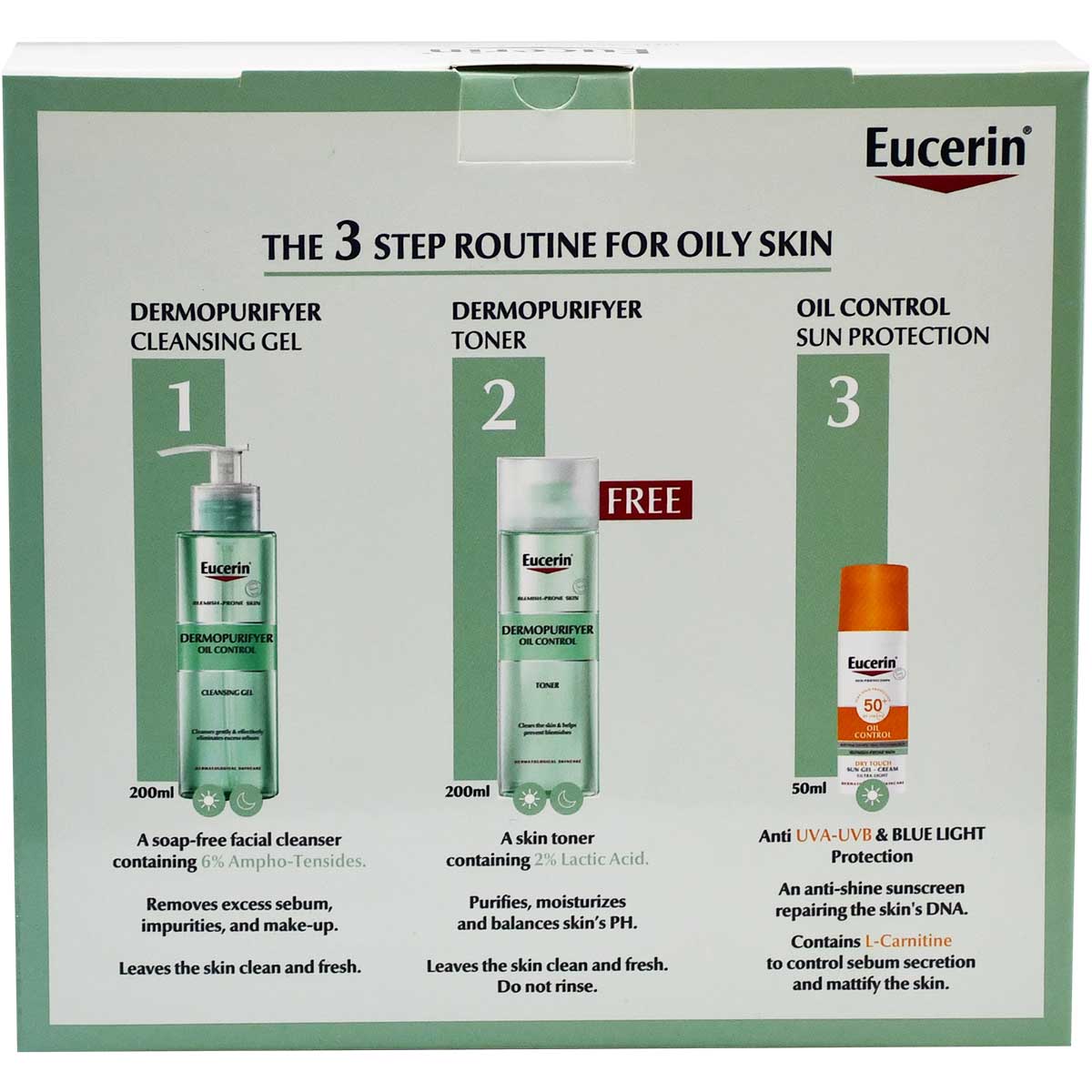 Eucerin( Cleansing Gel 200ml + Toner 200ml + Oil Control 50ml) (Offer Pack)
