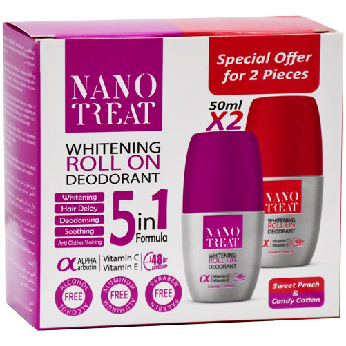 Nanotreat (Sweet Peach + Cotton Candy) Deodorant Roll On 50ml (Offer Pack)