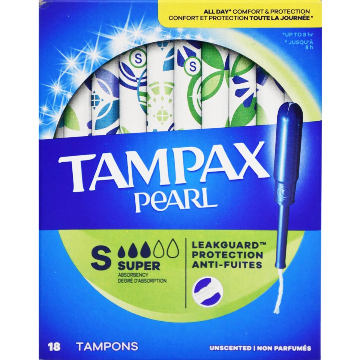 Tampax Pearl Tampons Super 18 Pieces image number 0