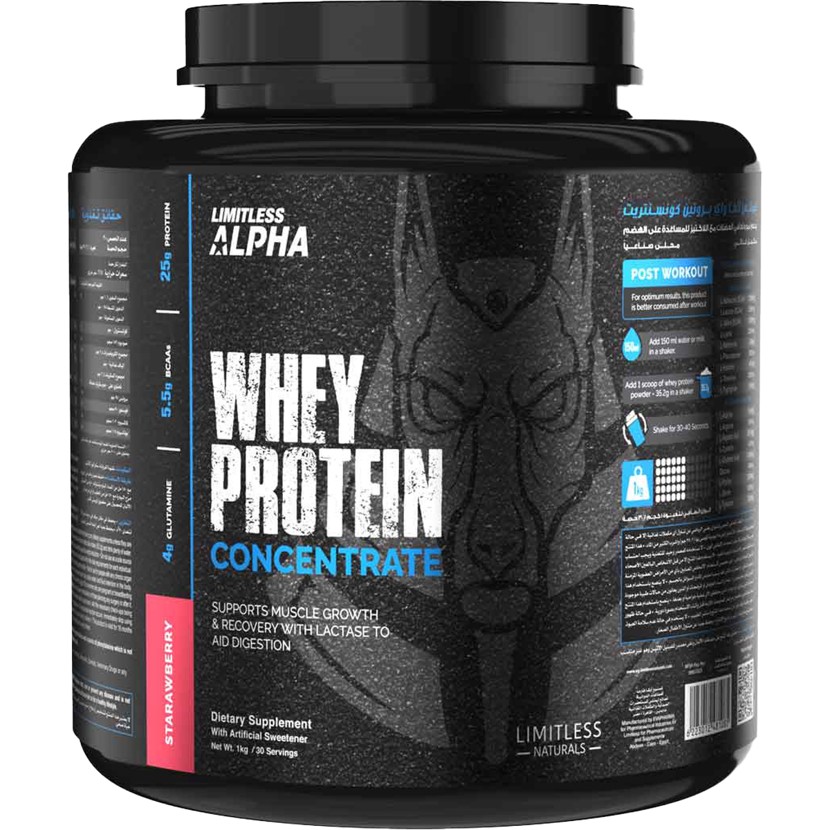 Limitless Alpha Whey Protein Concentrate Strawberry  Flavor 1kg