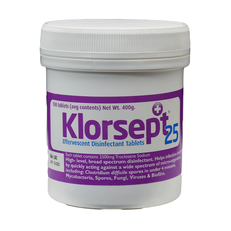 Klorsept 25 Surface Disinfectant 100 Effervescent Tablets