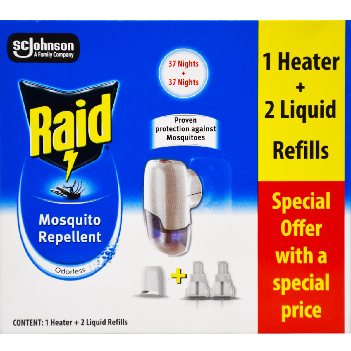 Raid Electric Heater + Liquid Mosquito Repellent 2 x 41ml (Offer Pack)
