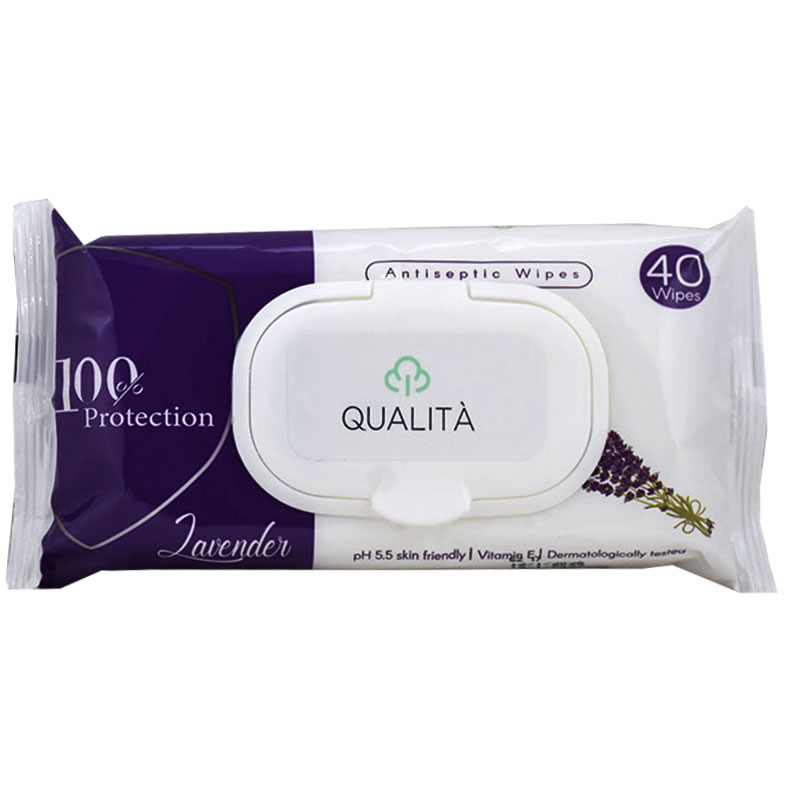 Qualita Antiseptic Wipes Lavender 40 Pieces