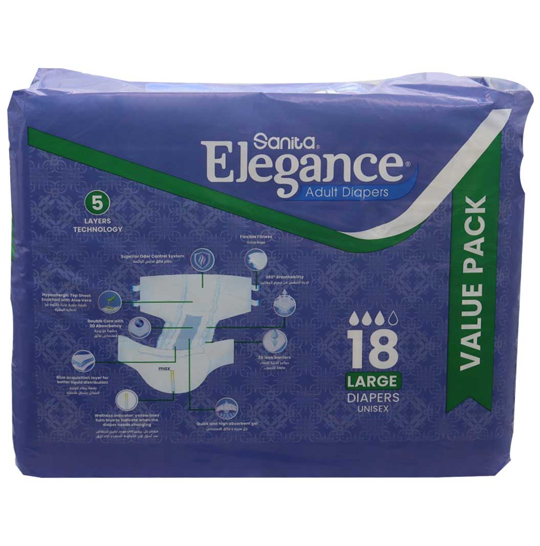 Sanita Elegance Adult Diaper Large 18 Pieces