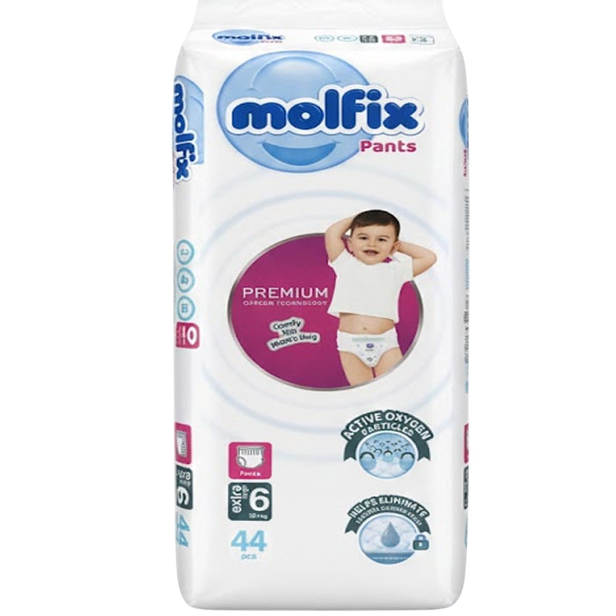 Molfix Premium Pants (6) Extra Large 15kg+ 44 Pieces