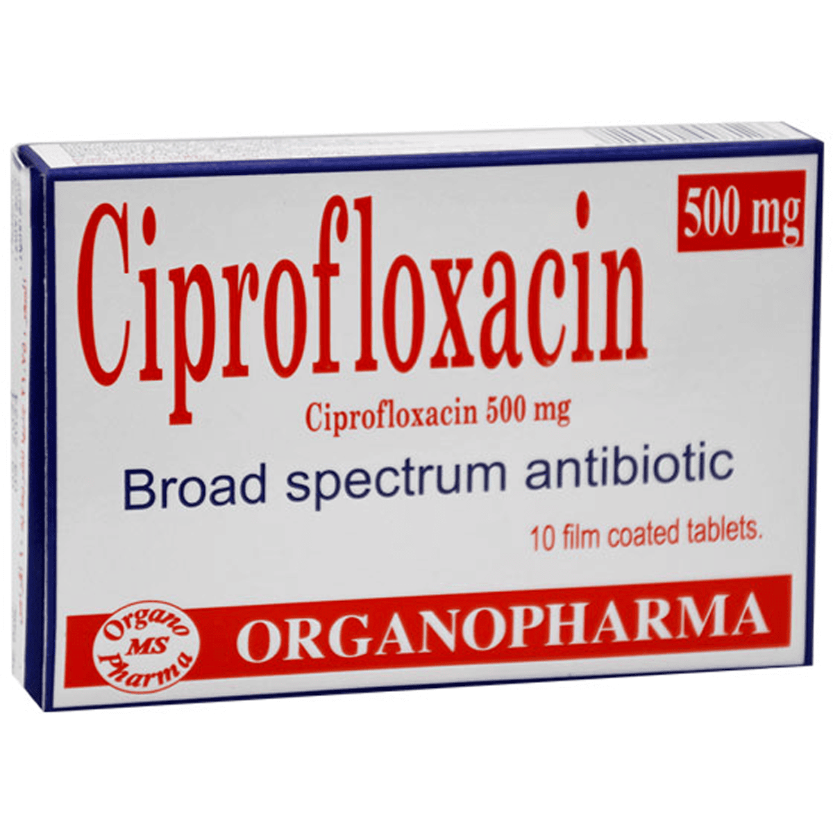 Ciprofloxacin 500mg 10 Film Coated Tablet