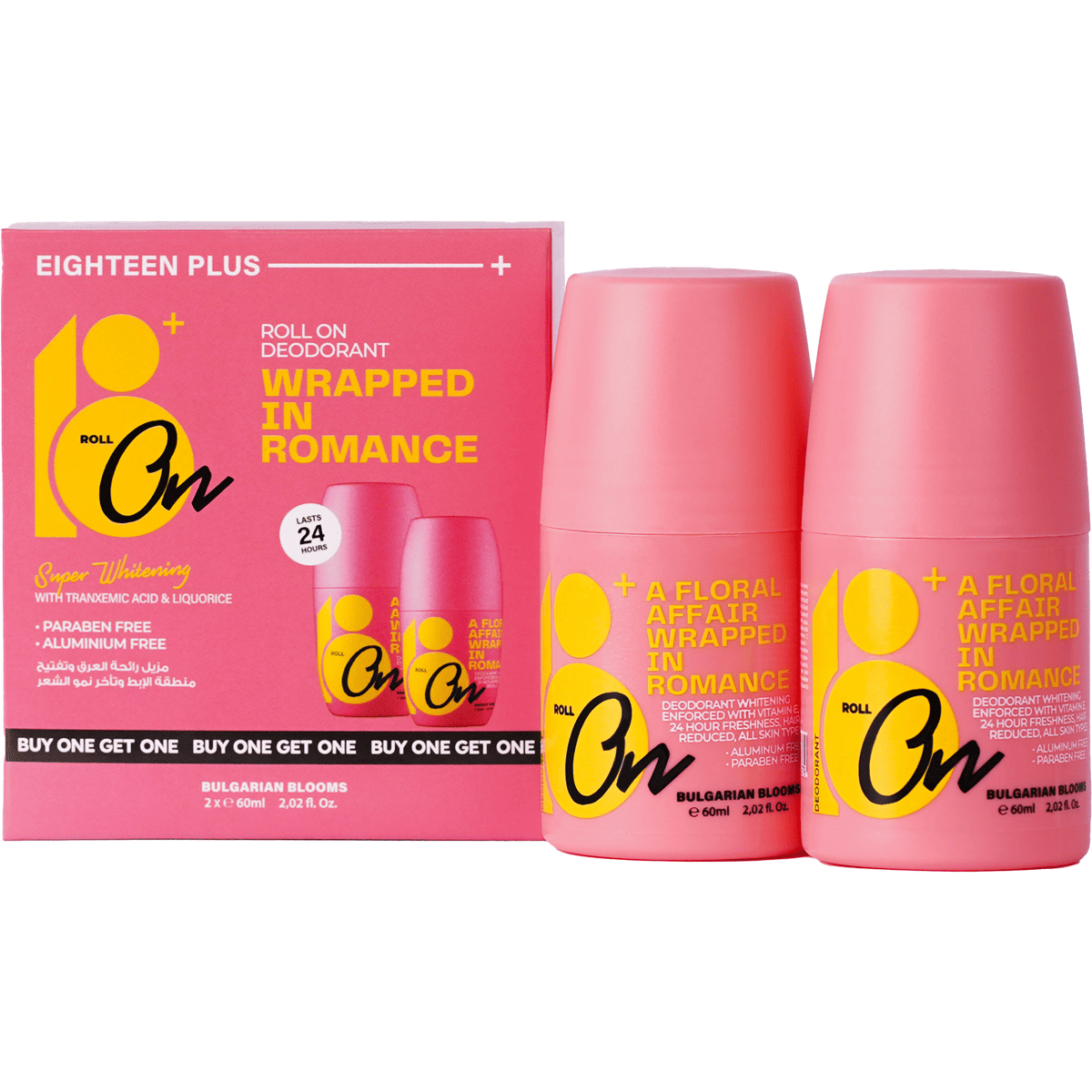 Eighteen Plus Bulgarian Blooms Deodorant Roll On 60 ml (1+1) (Offer Pack)