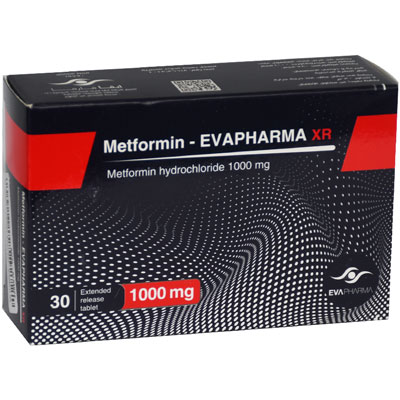 Metformin Eva Pharma 1000 mg XR 30 Tablets
