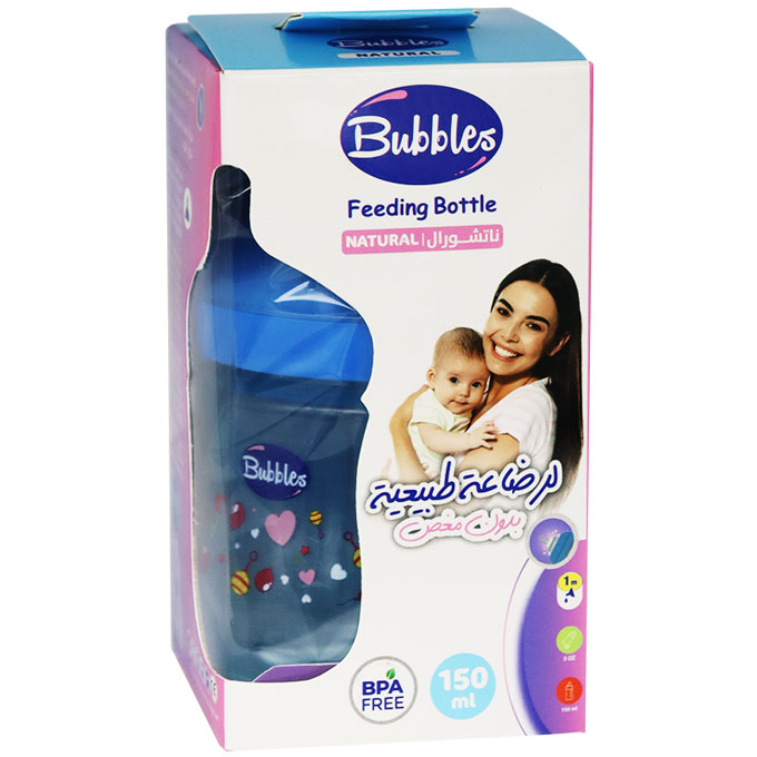 Bubbles Natural Feeding Bottle Blue (1) Month 150ml