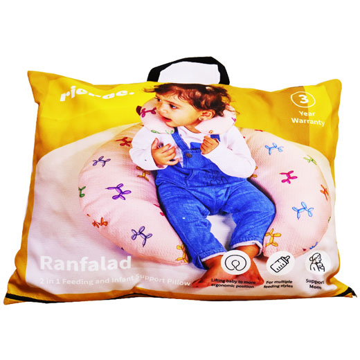 Ricrac Ranfalad Two in One Feeding and Infant Pillow Pink