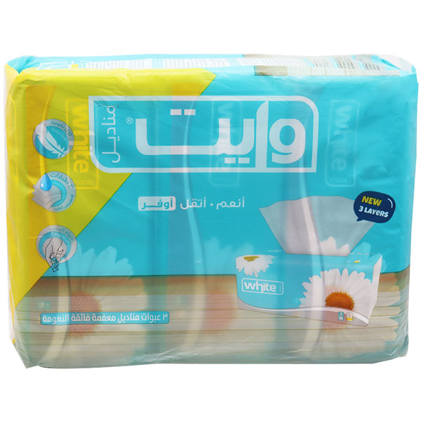 White Tissues 3 Ply 3 x 500 Pieces (Offer Pack)