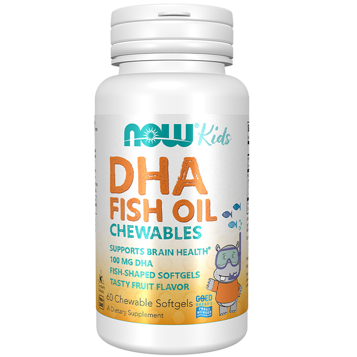 Now DHA Fish Oil Tasty Fruit Flavor 60 Chewable Softgels