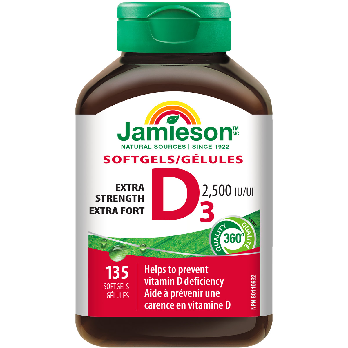 Jamieson Vitamin D3 Extra Strength 2500 Iu 135 Softgels