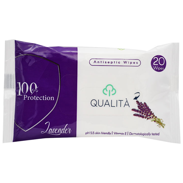 Qualita Antiseptic Wipes Lavender 20 Pieces