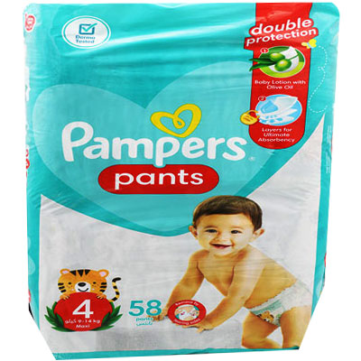 Pampers Pants (4) (9-14Kg) Maxi 58 Pieces
