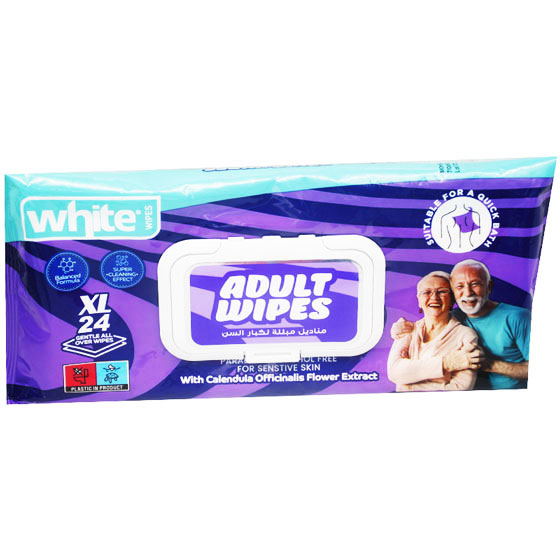 White Adult Wipes ( X large ) 24 pieces