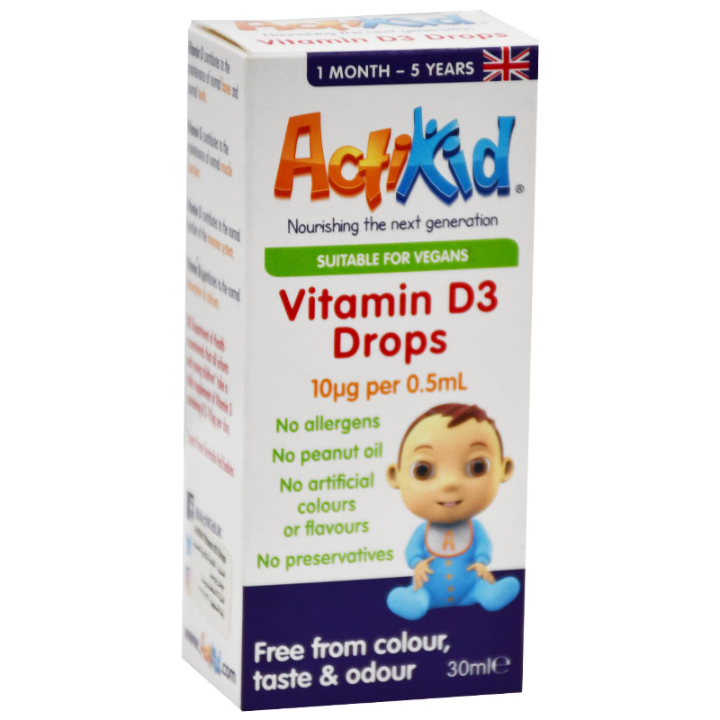 Actikid Vitamin D3 10&micro;/0.5ml (1 Month-5 Year) Drops 30ml