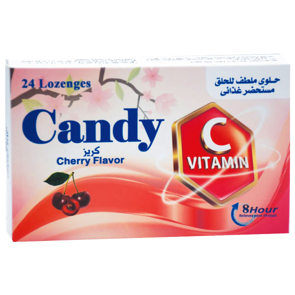 Candy Vitamin C Cherry Flavor 24 Lozenges