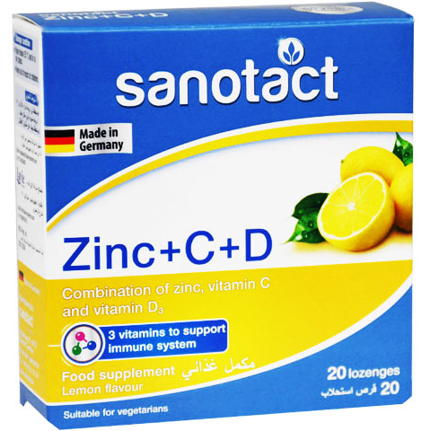 Sanotact Zinc + Vitamin C + Vitamin D3 ( Lemon Flavor ) 20/Lozenges