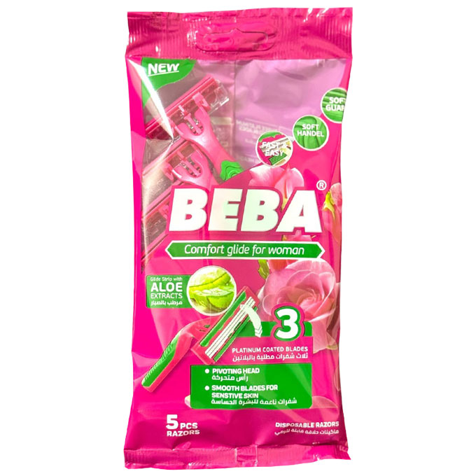 Beba Disposable Razor Sensitive with 3 Blades for Women 5 Pieces