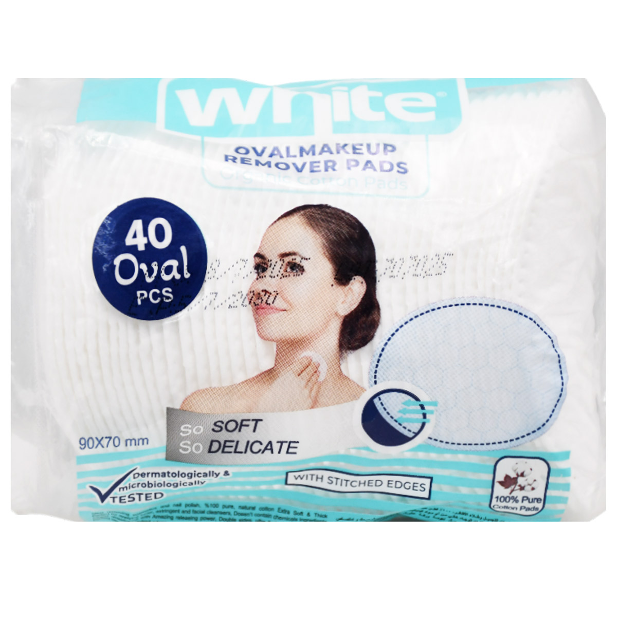 White Oval Cotton Makeup Remover Pads 40 Pieces