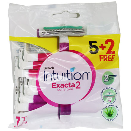Schick Intuition Exacta 2 Sensitive Disposable Razor 5+2 Pieces (Offer Pack)