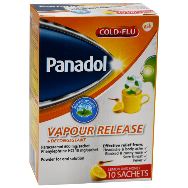 Panadol Cold&Flu (600+10) mg vaporub 10 Sachet + Decongestant 10 Sachets Powder For Oral Solution In Sachet For Effective Relief From Cold & Flu Symptoms