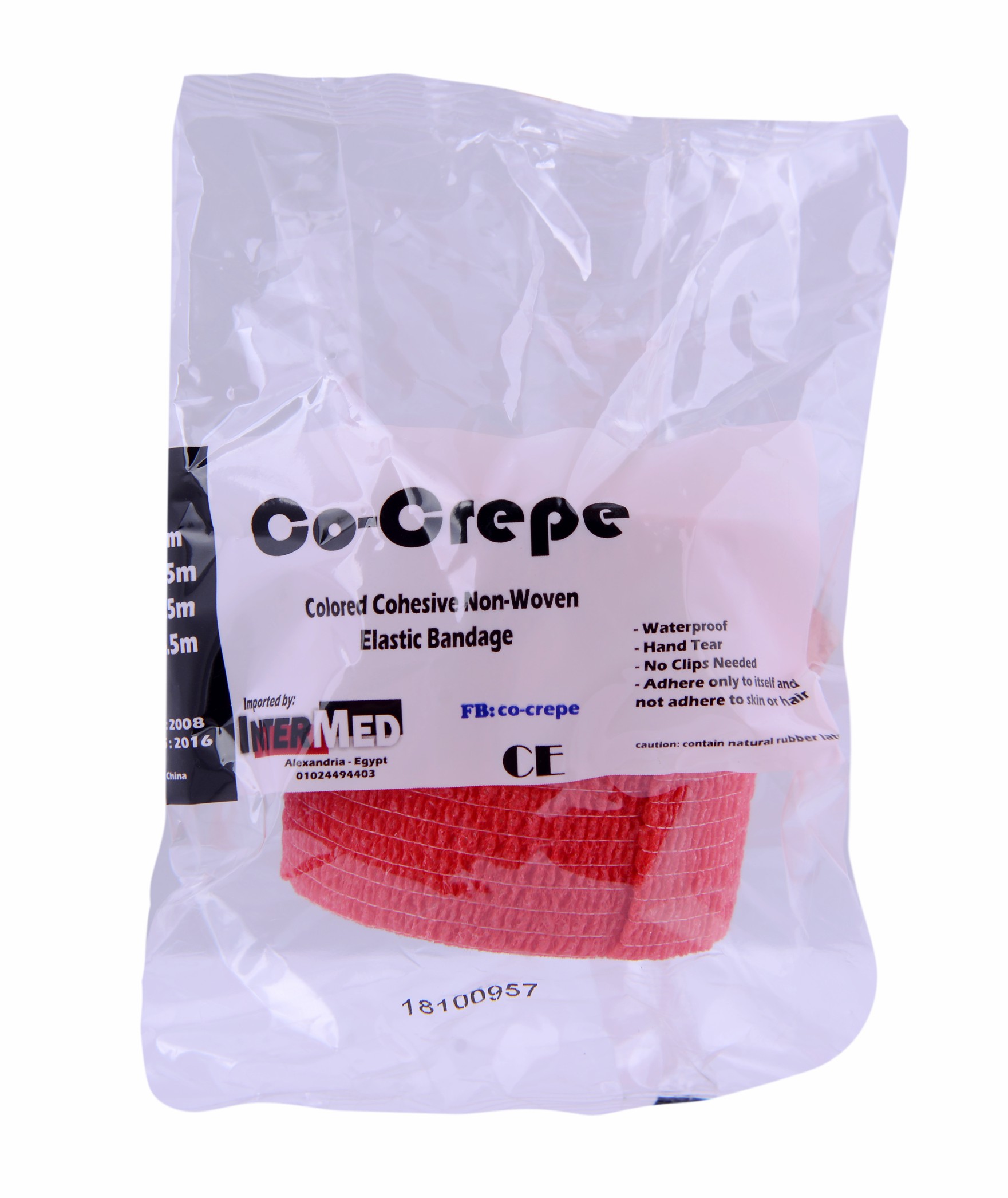 Elastic Cohesive Bandage Co Crepe 5Cm/Red
