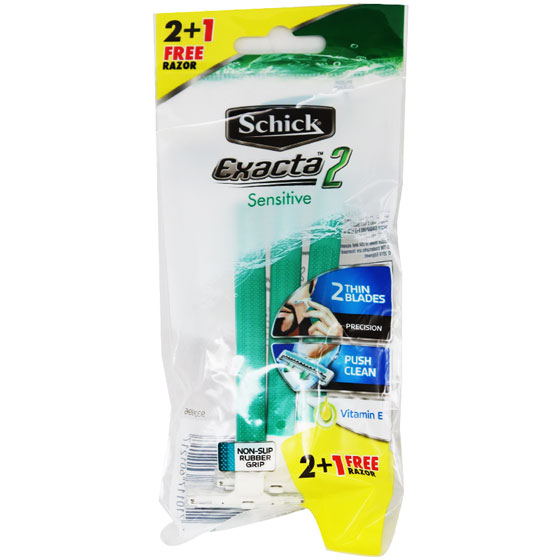Schick Exacta 2 Sensitive Disposable Razor 2+1 Pieces (Offer Pack)