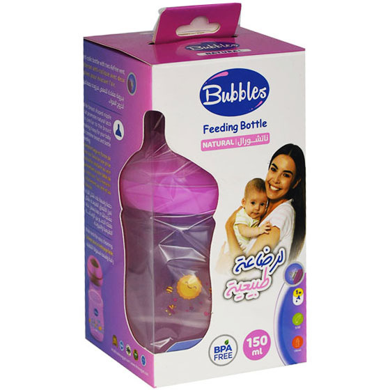 Bubbles Natural Feeding Bottle (1)Month Pink 150ml