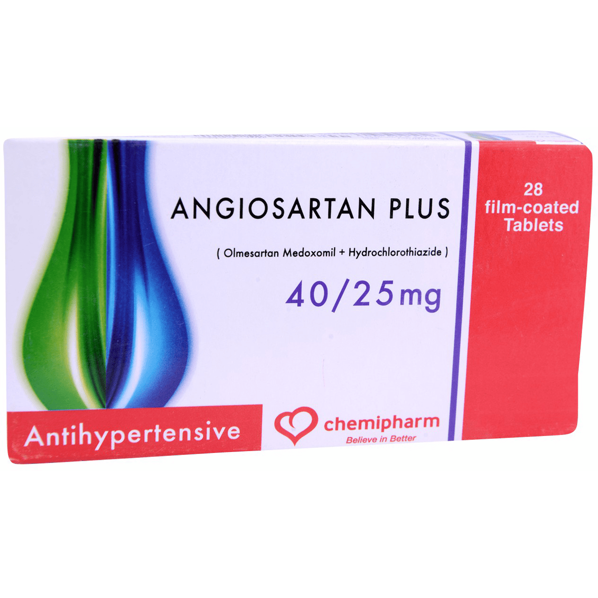 Angiosartan Plus 40/25mg 28 Film Coated Tablets