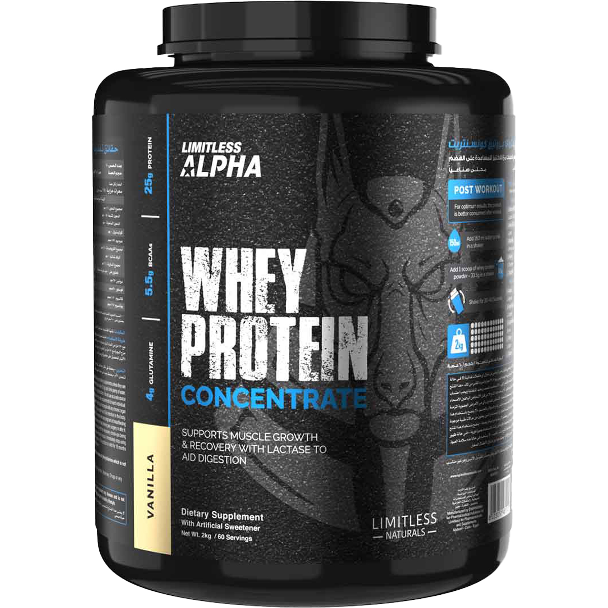 Limitless Alpha Whey Protein Concentrate Vanilla Flavor 2kg