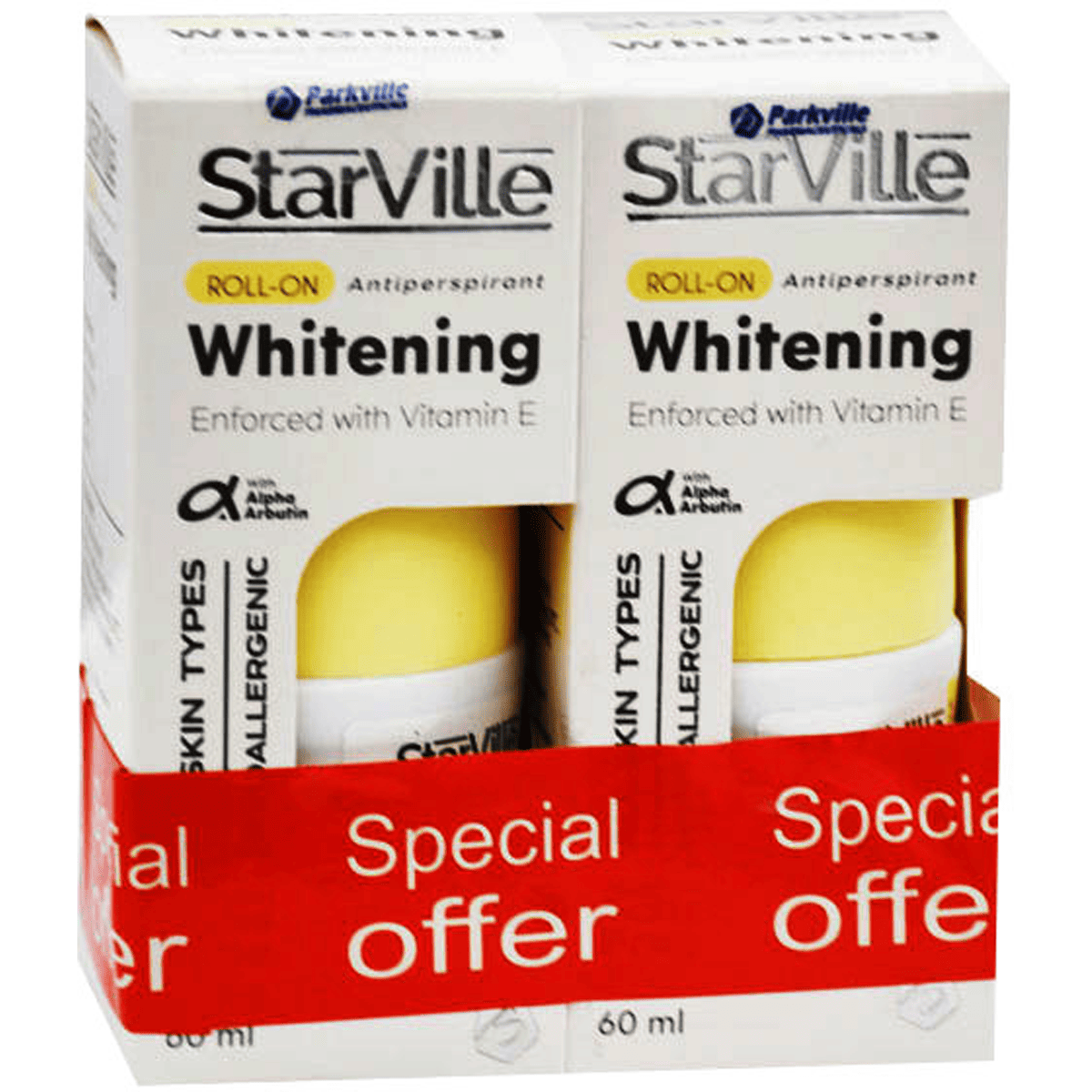 StarVille Whitening Sweet Vanilla Roll On 2*60ml (Offer Pack)