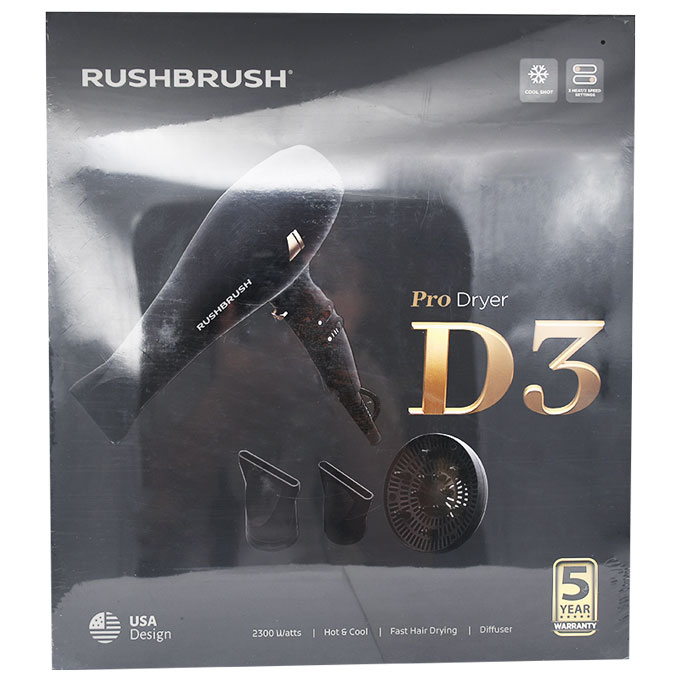 Rush Brush Black D3 Pro Dryer/Rb-D3Pro