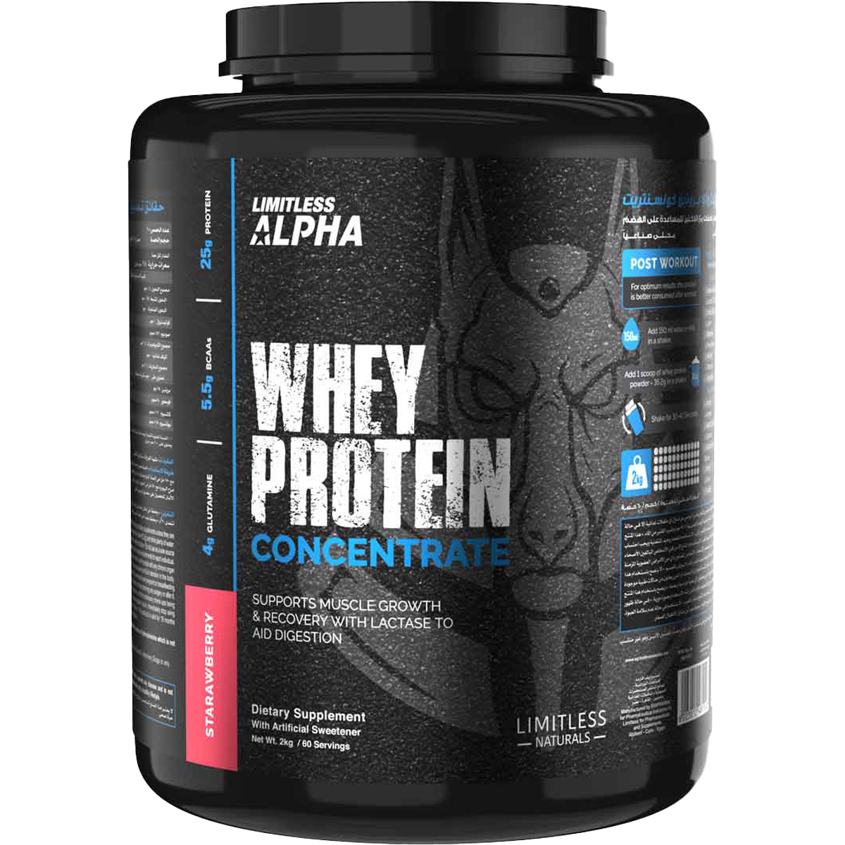 Limitless Alpha Whey Protein Concentrate Strawberry Flavor 2kg