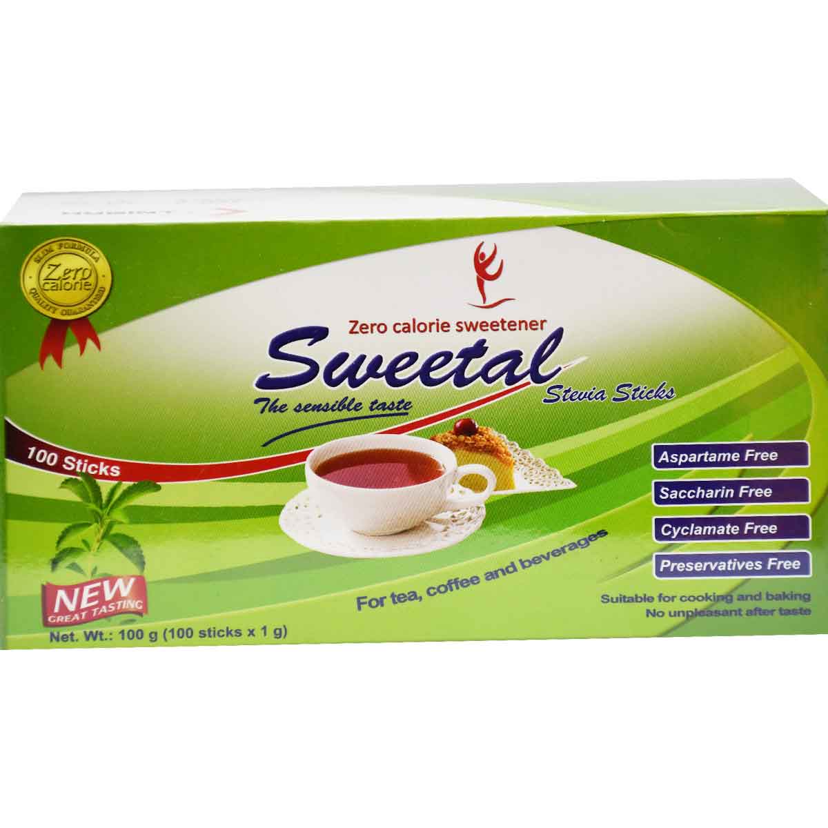 Sweetal Stevia Zero Calorie Sweetener 100 Sticks