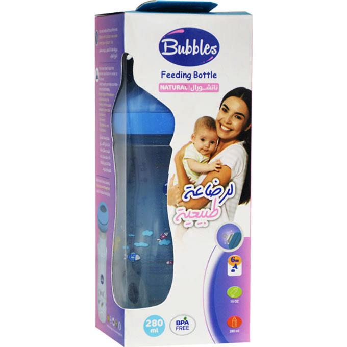 Bubbles Natural Bottle With Hand Blue (6 month) 280ml