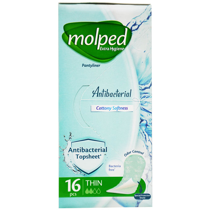 Molped Panty Liner Extra Hygiene Anti Bacterial Thin 16 Pieces