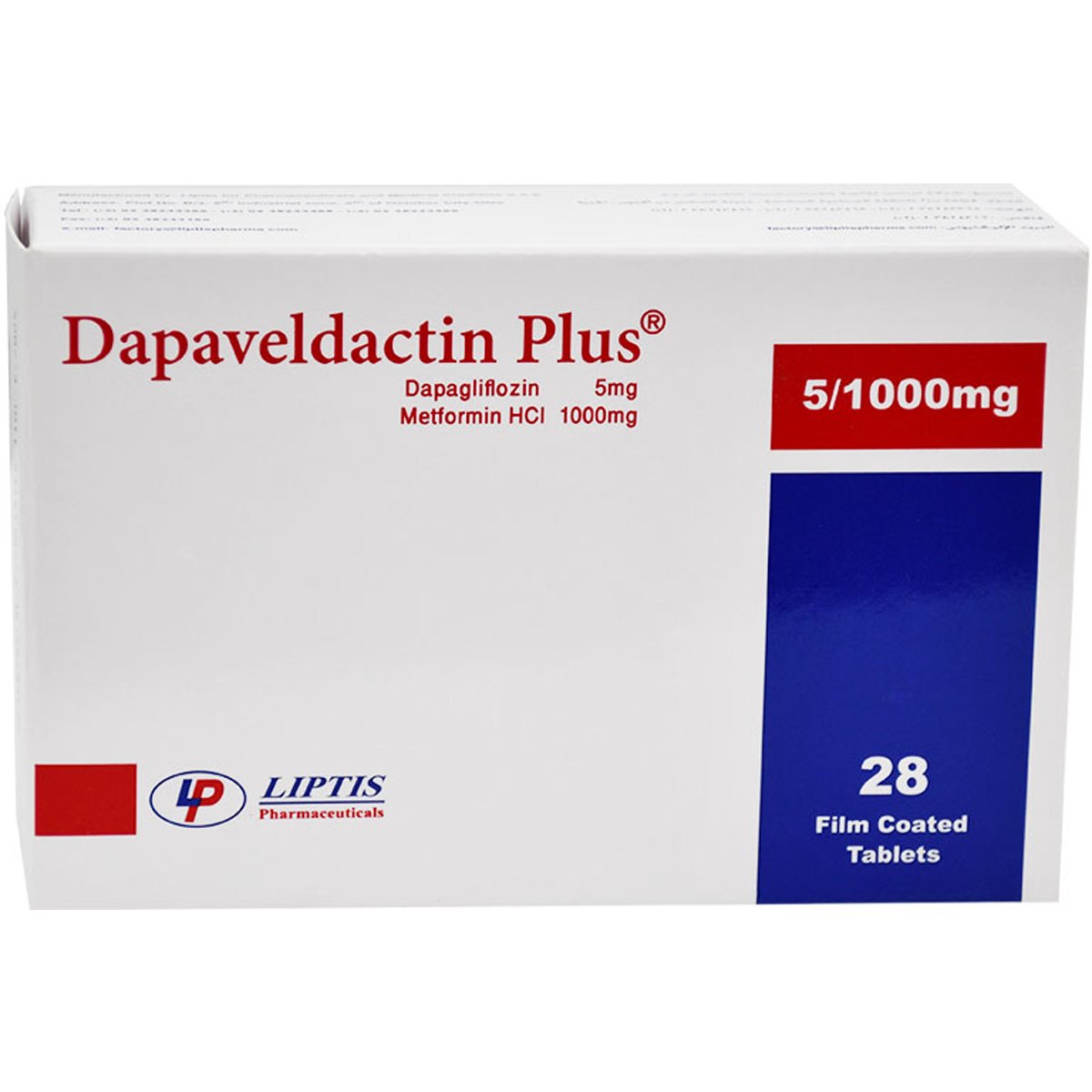 Dapaveldactin Plus 5Mg/1000mg 28 Film Coated Tablets