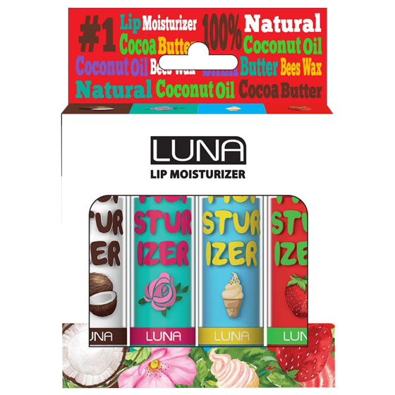 Luna Lip Moisturizing Balm (Vanilla + Strawberry + Coconut + Rose) 4 x 3.5 gm (Offer Pack)