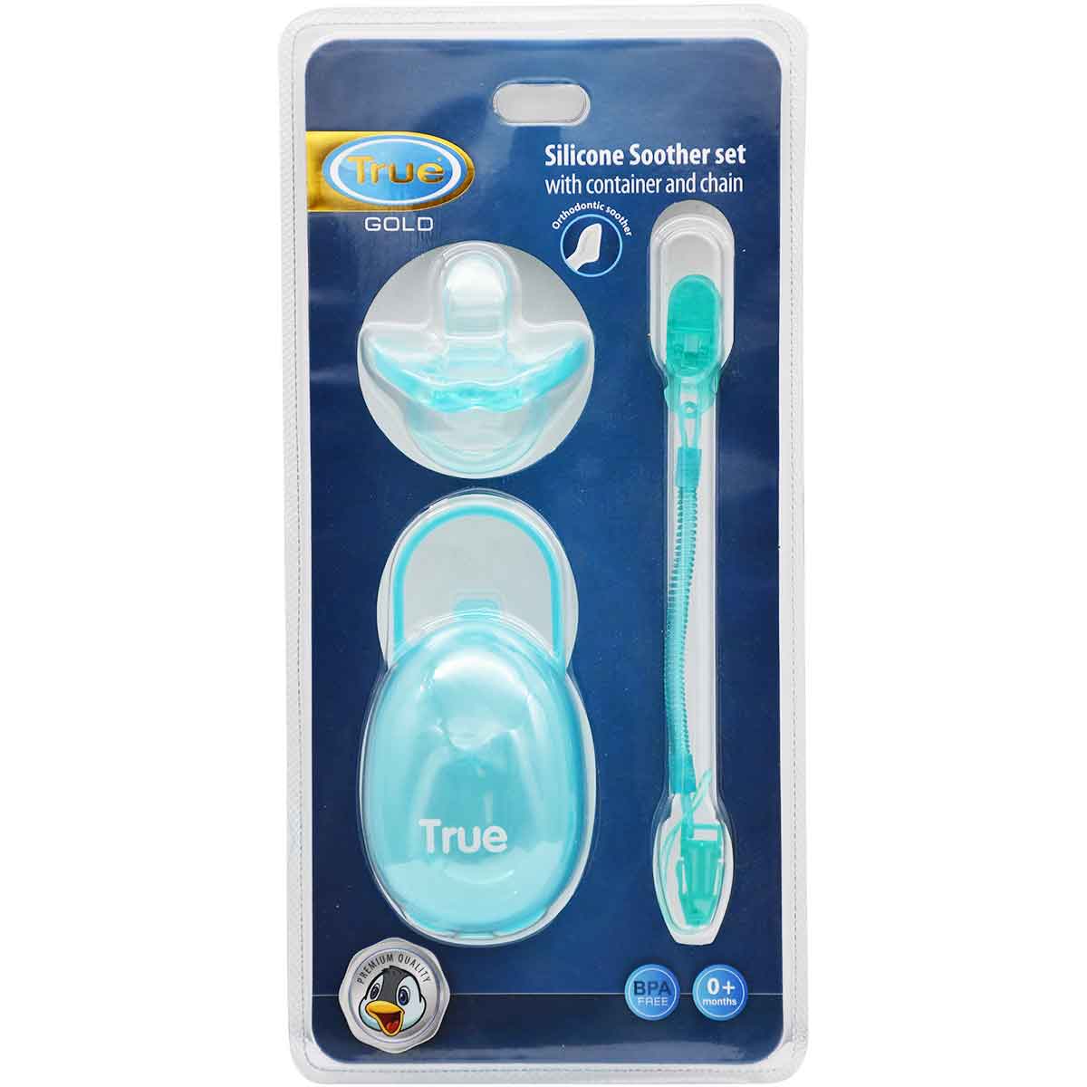 True Gold Soother Set With Container and Chain /2024607