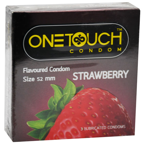 One Touch Strawberry Lubricant Condoms 3pcs