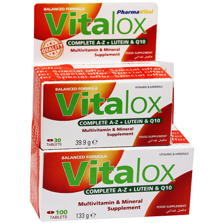 Vitalox Complete A-Z + Lutein and Co  Q10 100 Tablets + 30 Free (Offer Pack)