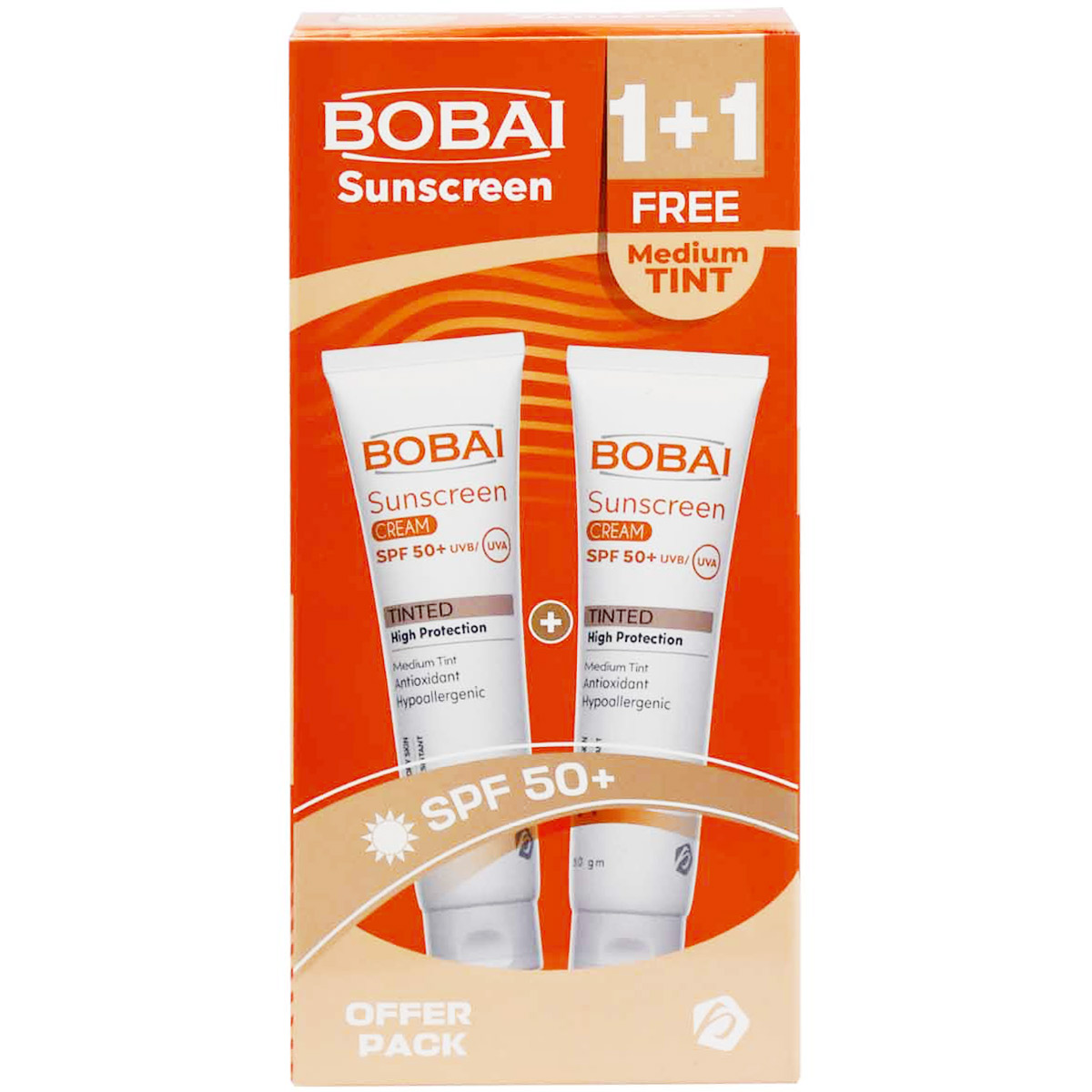 Bobai Sunscreen SPF(50+) Medium Tint Cream 60 gm 1+1 (Offer Pack)