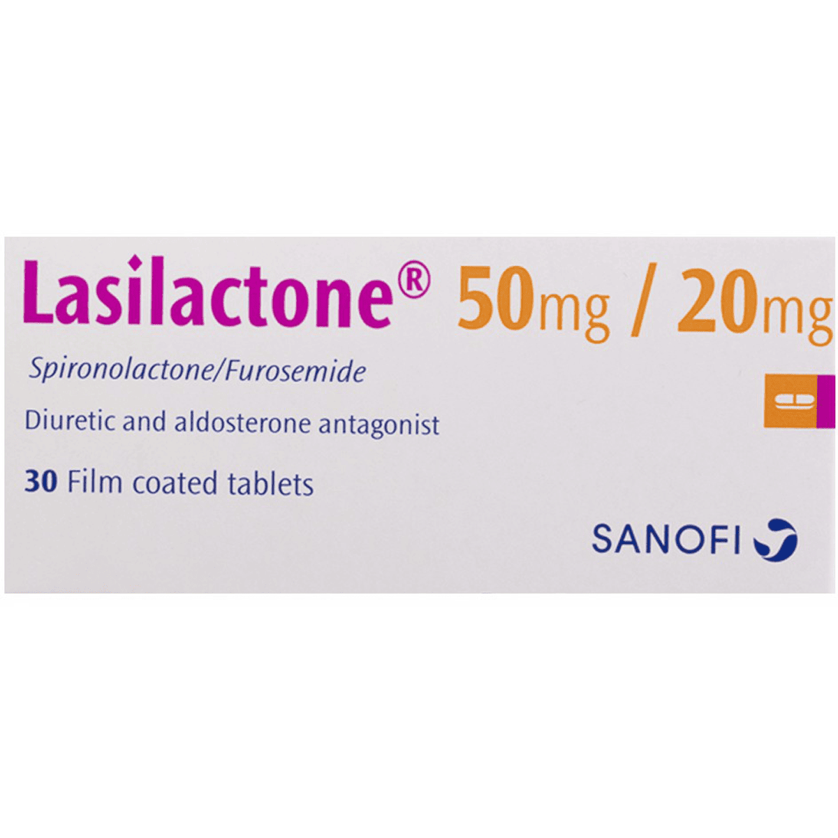 Lasilactone 50mg/20mg 30 Film Coated Tablets