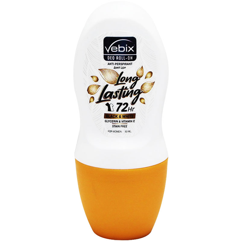 Vebix Long Lasting Black and White Deodorant Roll On for Women 50ml
