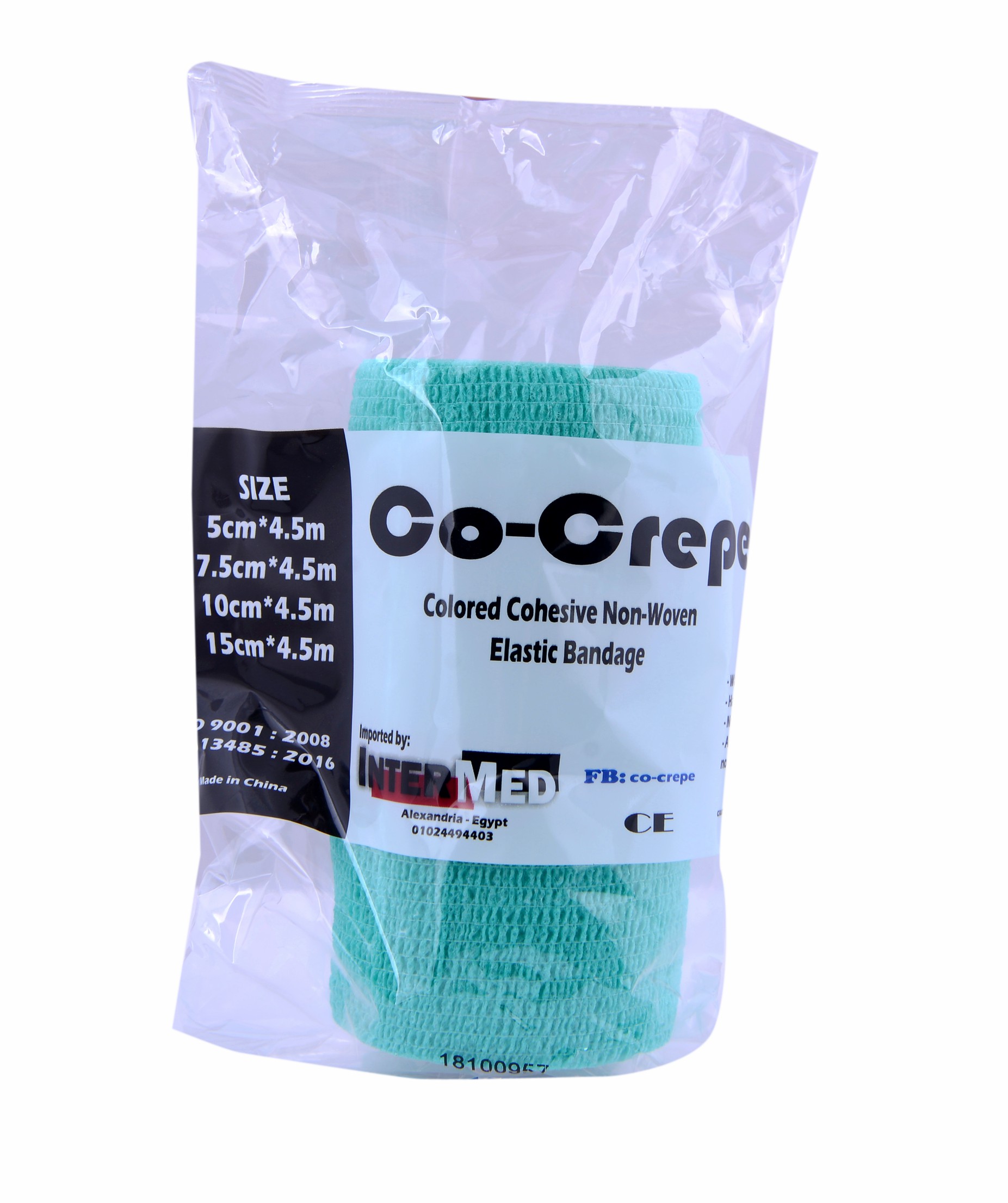 Elastic Cohesive Bandage Co Crepe 10Cm/Green