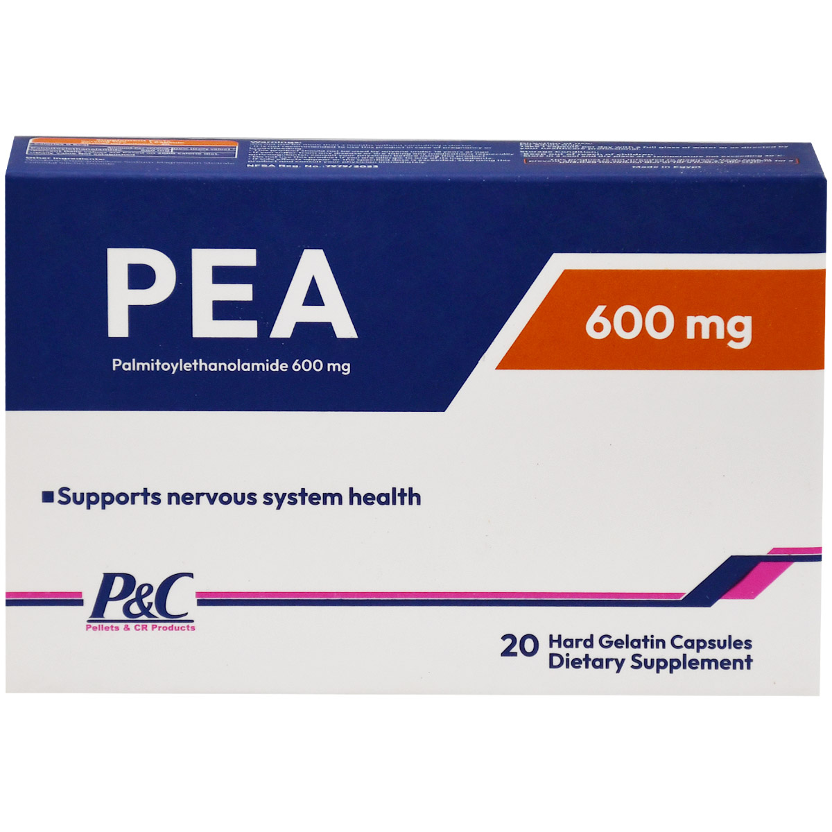 PEA 600 mg 20 Hard Gelatin Capsules